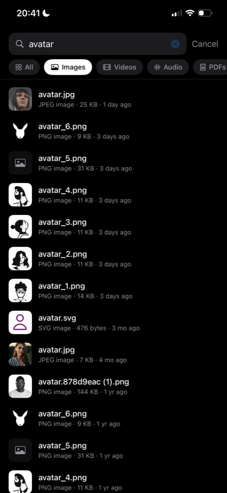 The same avatar images found from the phone
